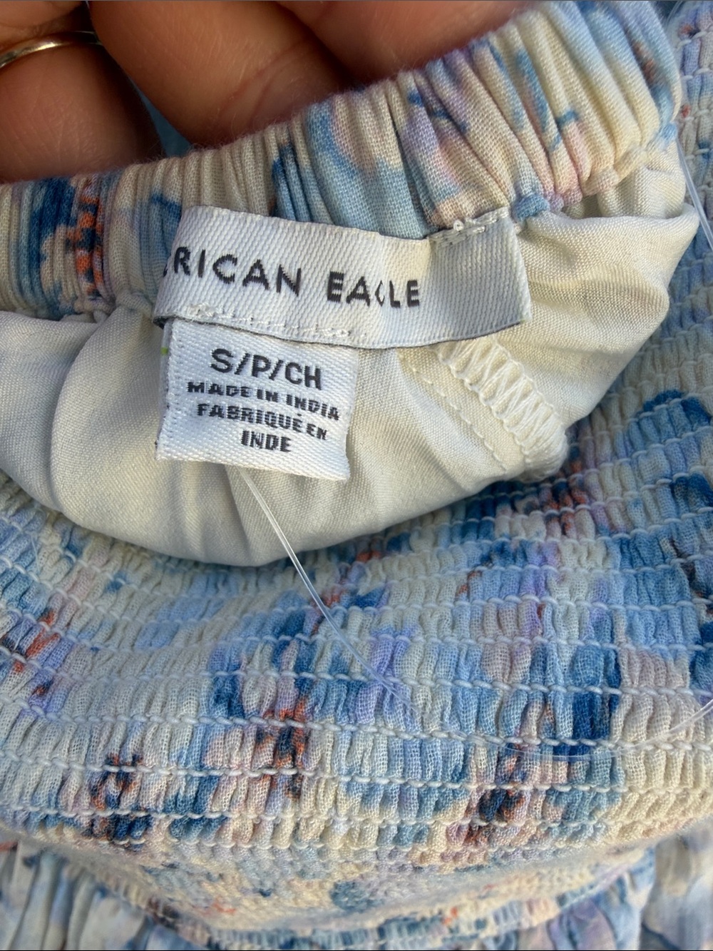 American Eagle Light Blue Floral Smocked Maxi Dress with Ruffle Straps Size: S - Picture 2 of 9